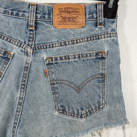 Vintage Levi’s Orange Tab Shorts 28 90s Distressed High Rise Denim Cutoffs - Picture 3 of 6